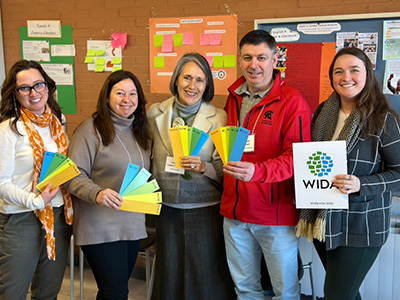 Participants in the linking study holding bookmarks used to link MODEL Online to the CEFR.